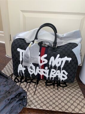 Balenciaga x Gucci THE HACKER PROJECT Black GG Supreme Graffiti Duffel